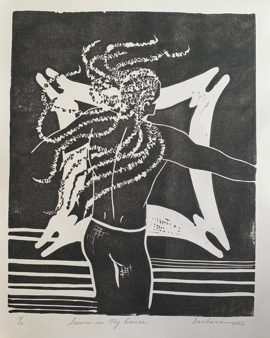 Secure In My Dance | Linocut 10/10