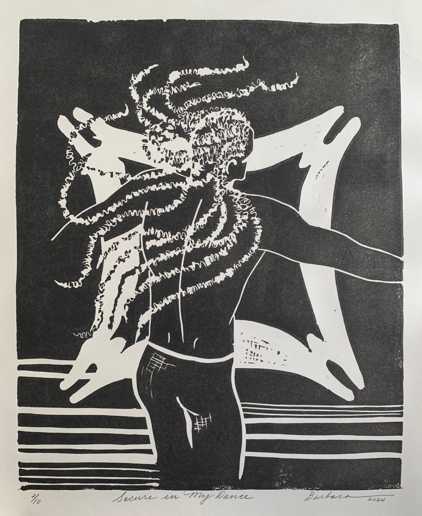 Secure In My Dance | Linocut 2/10