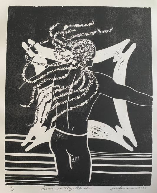 Secure In My Dance | Linocut 3/10