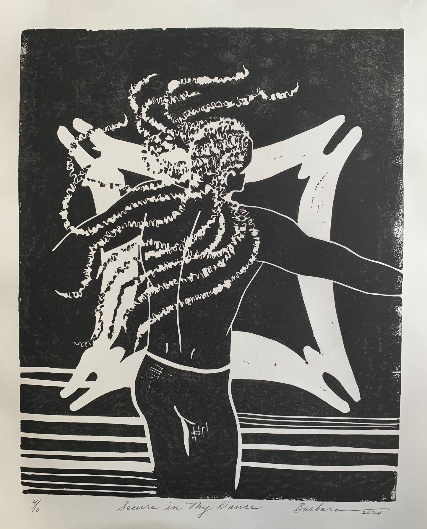 Secure In My Dance | Linocut 4/10