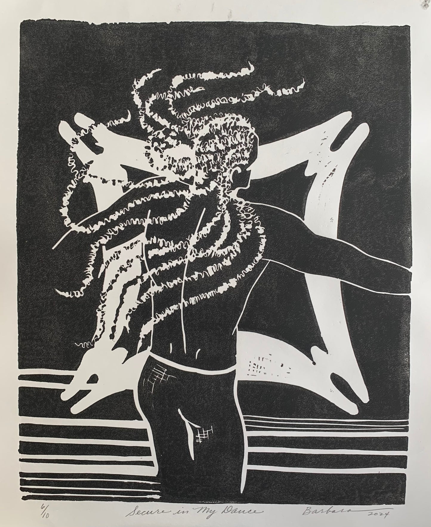 Secure In My Dance | Linocut 6/10