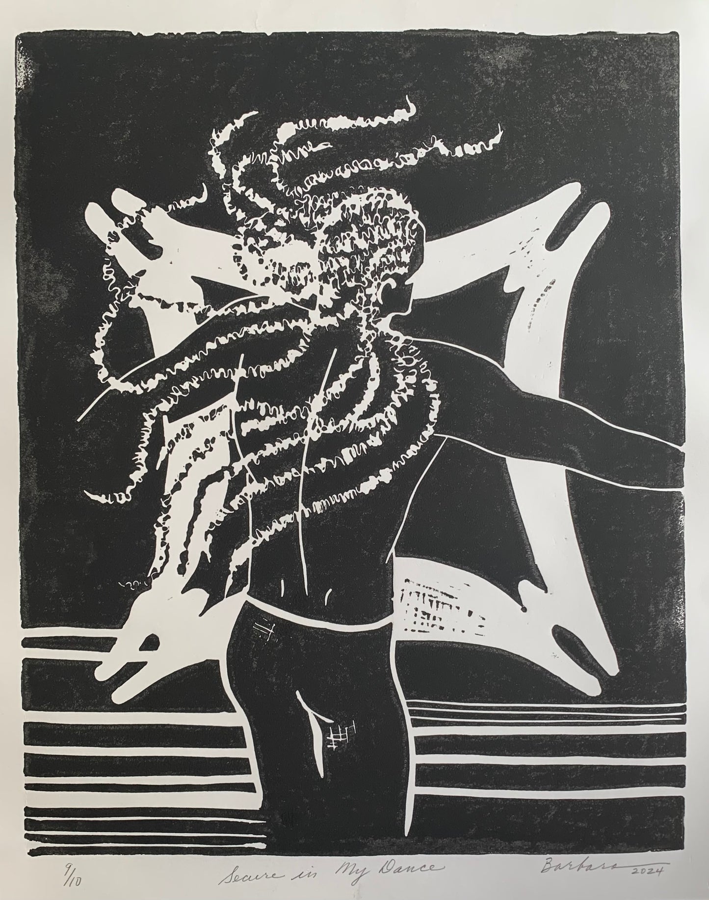 Secure In My Dance | Linocut 9/10